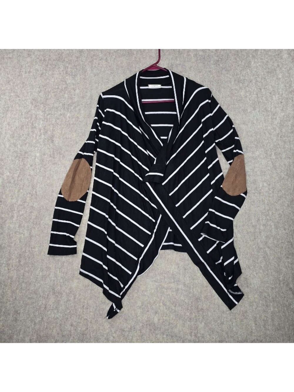 12PM By Mon Ami Women's Striped Cardigan Black/White S Rayon Blend Asymmetrical